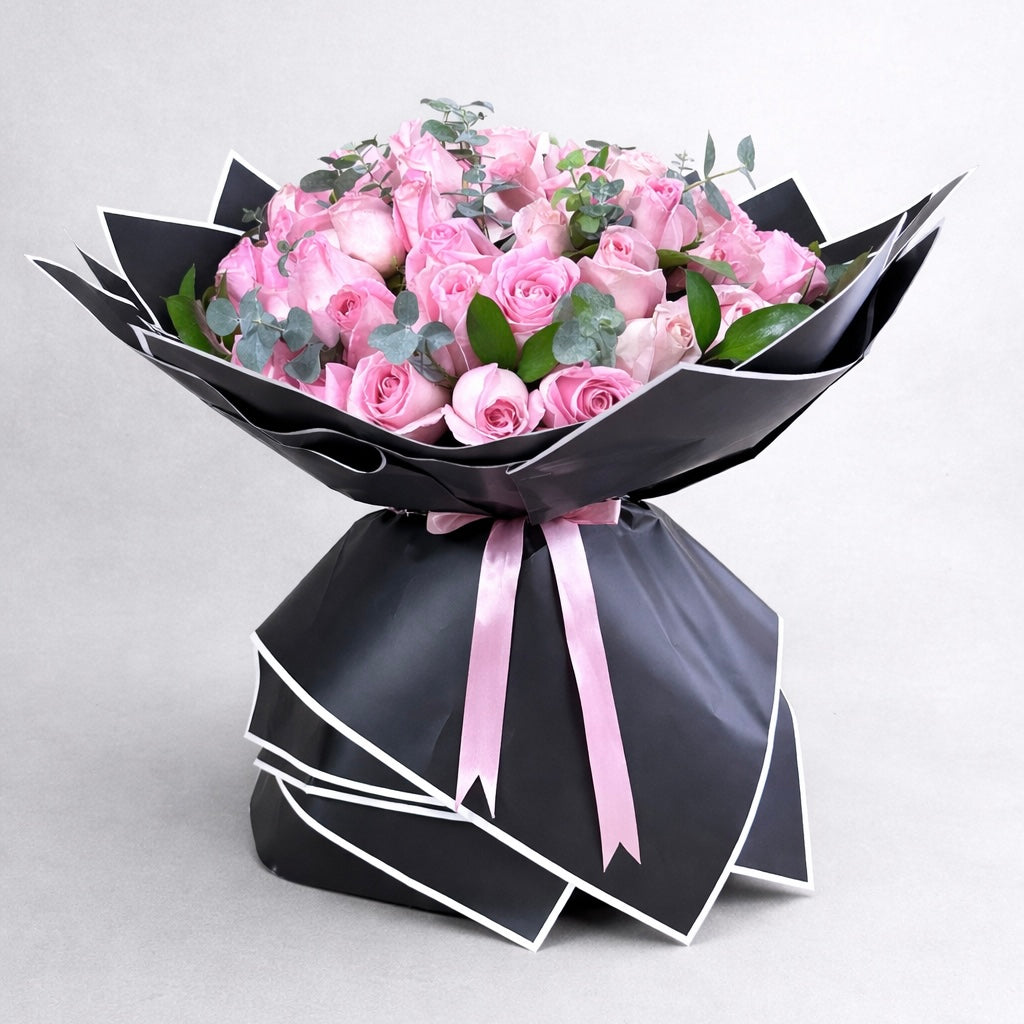 Ramo 100 rosas rosas con dolar