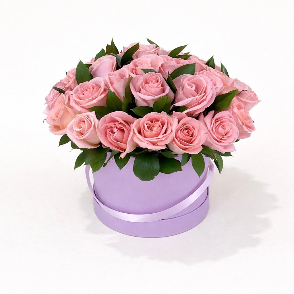 Caja 50 rosas rosas