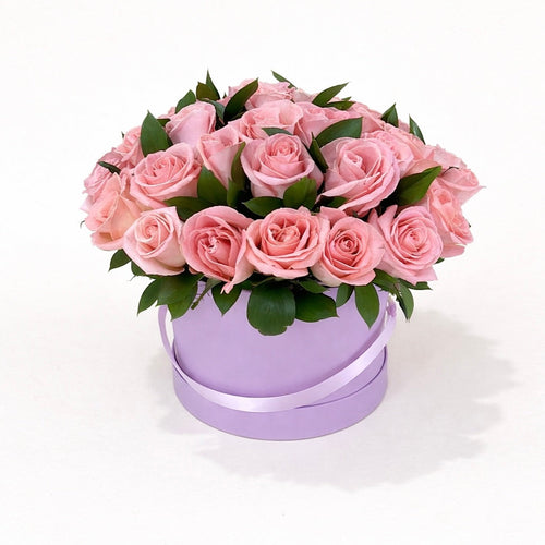 Caja 50 rosas rosas